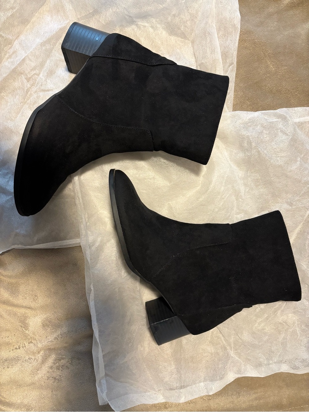 DSW Black Suede Mid-Calf Block Heel Boots